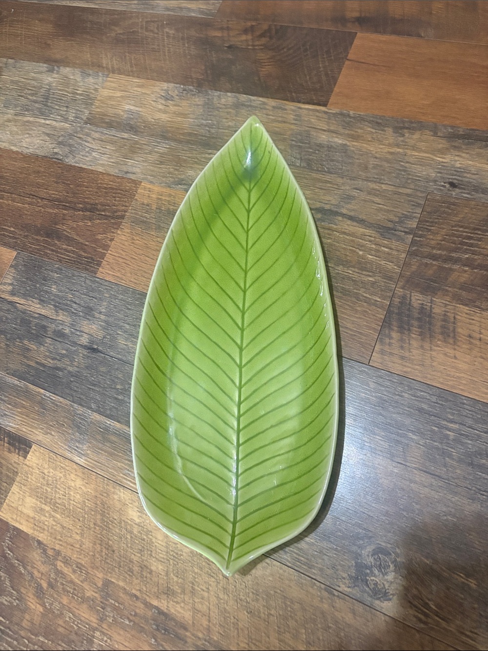 Crate & Barrel Ceramic Banana/Dew Leaf Serving Platter